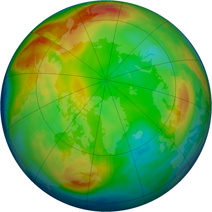Arctic ozone map for 19 January 1983